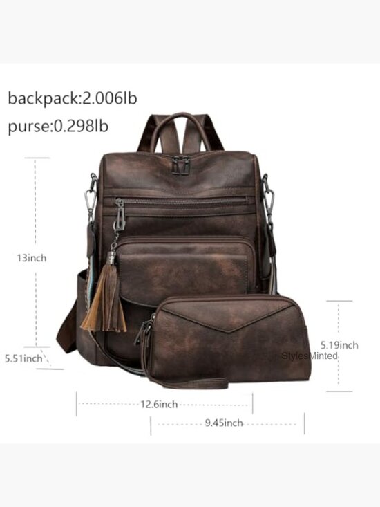Vintage Leather Backpack Purse Convertible Shoulder Bag Large Capacity Travel main image 4